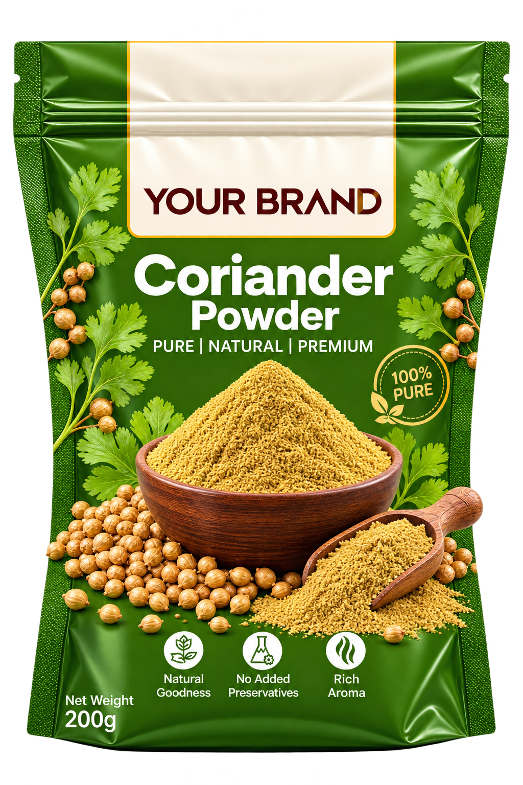 Your Brand Coriander Powder Pouch Mockup