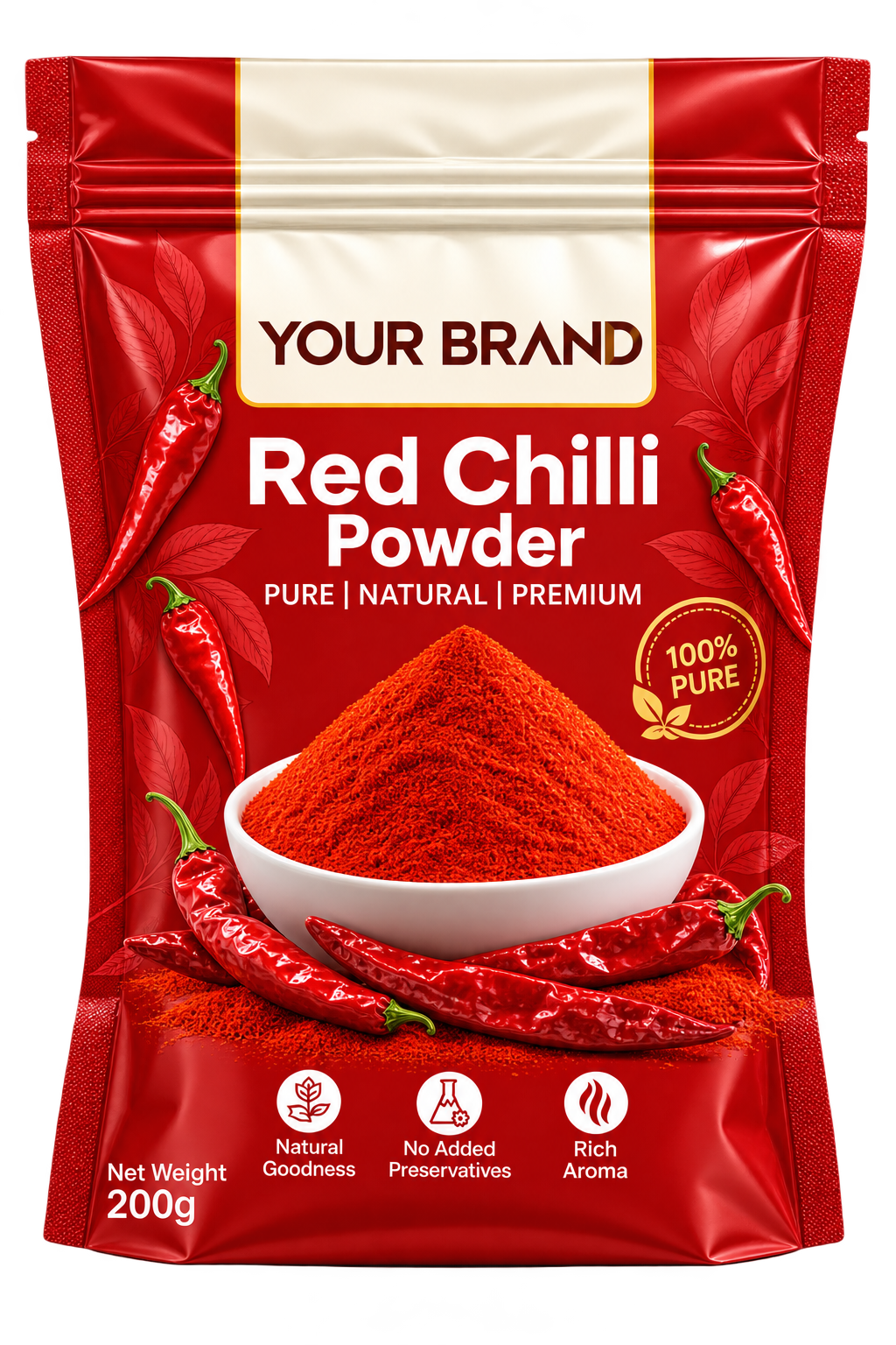 Your Brand Red Chilli Powder Pouch Mockup